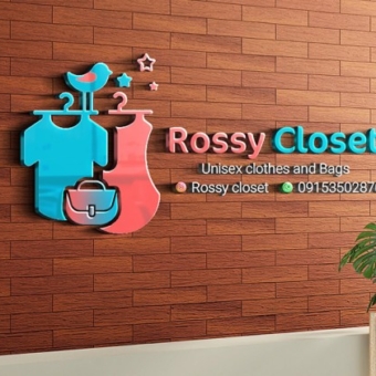 Rossy closet 3d mock up logo
